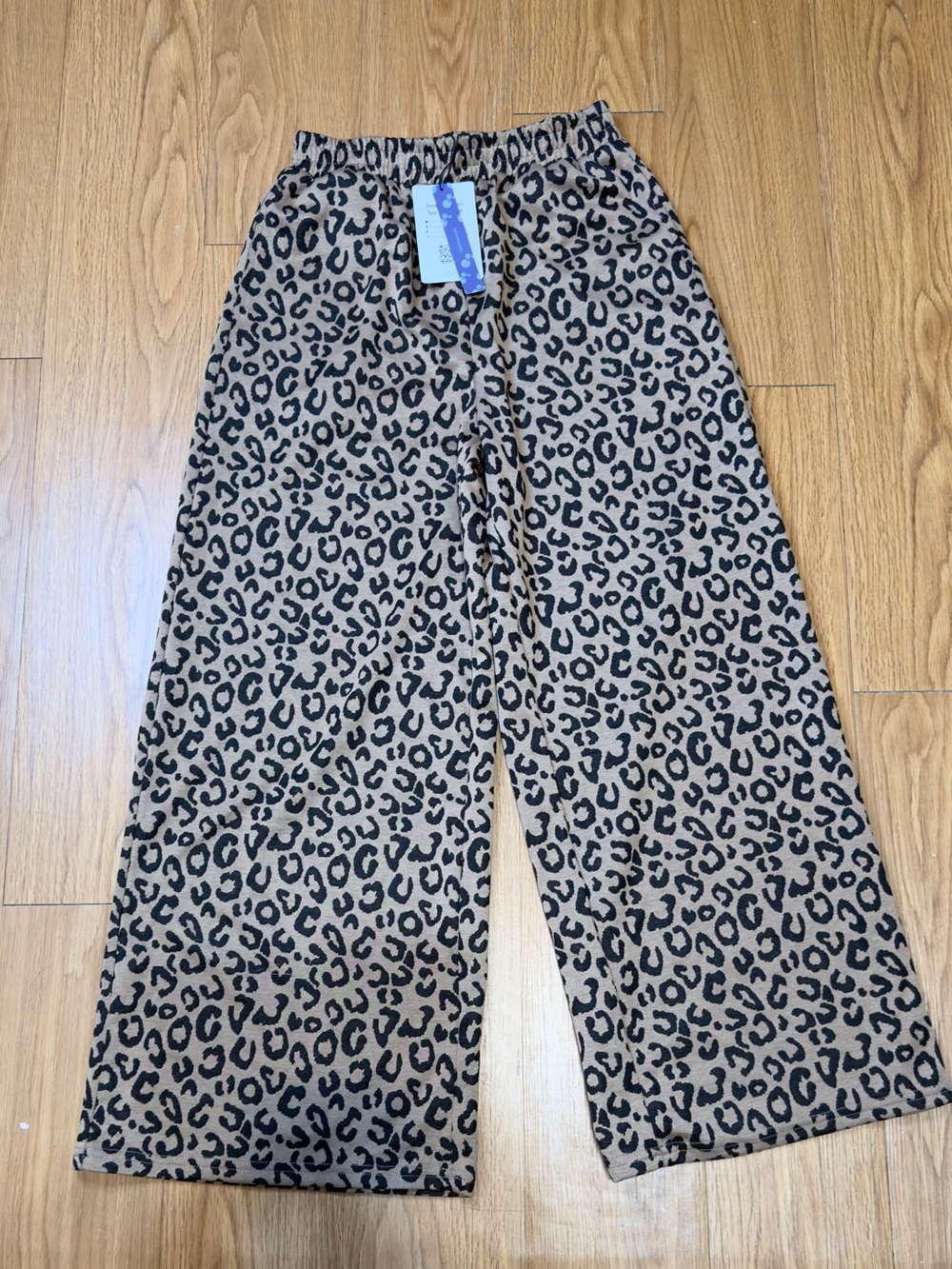 Cider Leopard-Print Wide Leg Pants in Taupe and Black
